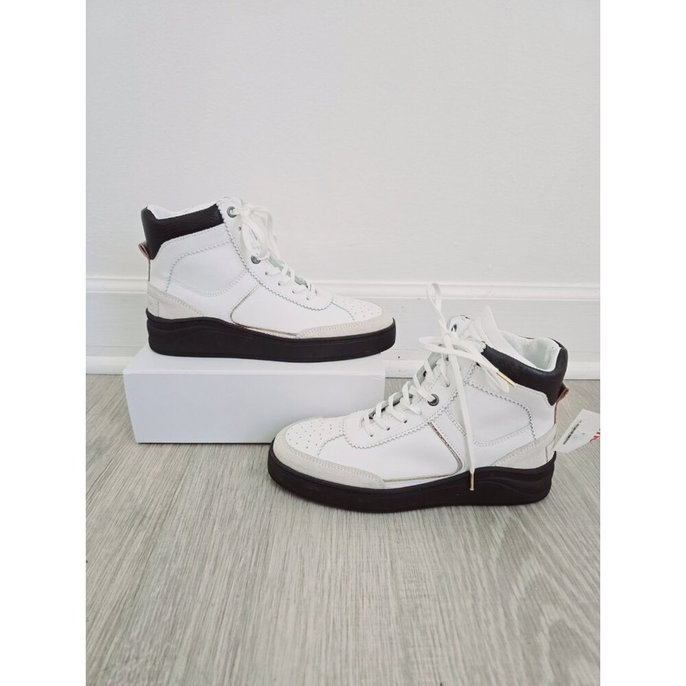 Shabbies Amsterdam Reven White High Top Lace Up Trainer Sneaker Shoes 7.5 38
